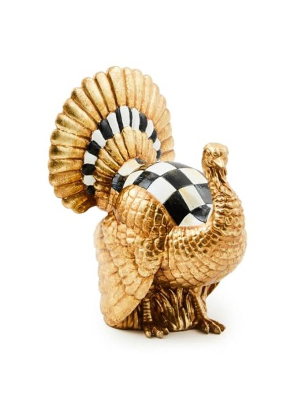 Resin Mini Turkey Figurine Courtly Check Gold